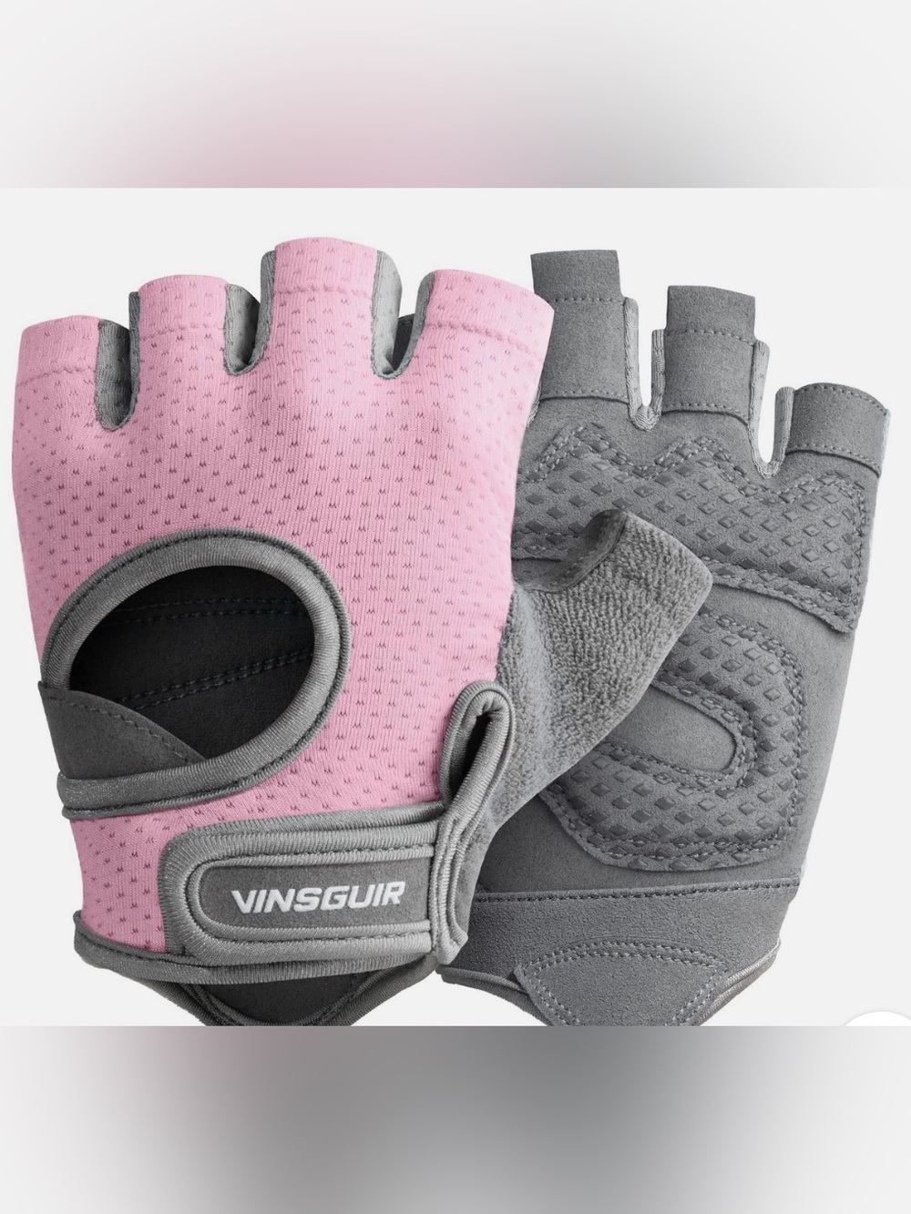 Women's Pink & Gray Half-Finger Workout Gloves 446